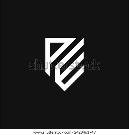 Letter PE and shield logo combination vector icon