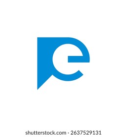 letter pe simple geometric linked logo vector 