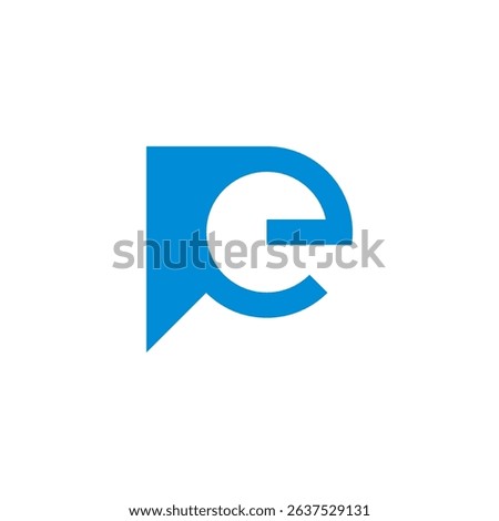 letter pe simple geometric linked logo vector 