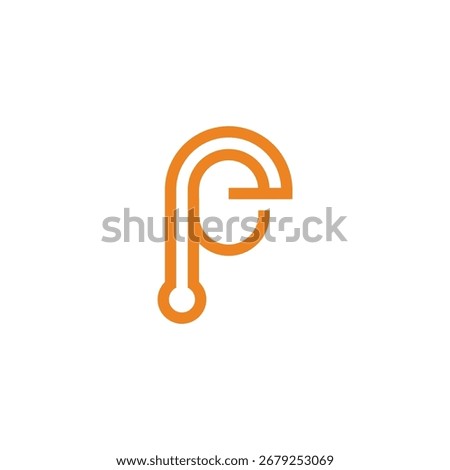 letter pe simple monoline geometric blue logo vector 