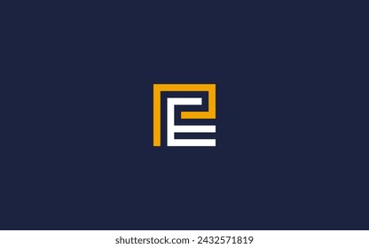 letter pe with square logo icon design vector design template inspiration