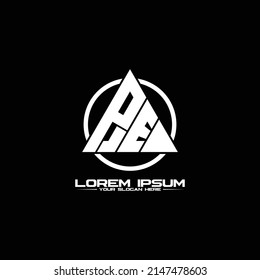 vector de diseño del logotipo del triángulo PE de la letra