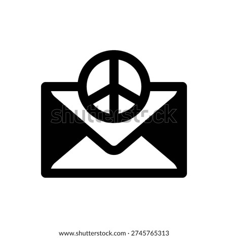 Letter of peace. Outlined stroke vector icon with black-filled details.