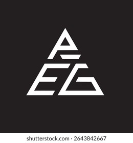 Carta PEG monograma triângulo modelo de design de logotipo. fundo preto.