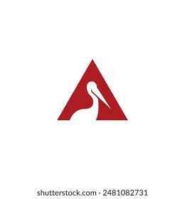 Letter A Pelican Logo Template. Pelican Icon Vector