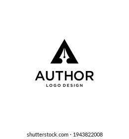 letter A and pen for author logo design