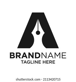 Letter A Pen Logo Design Template Inspiration, Vector Illustration.