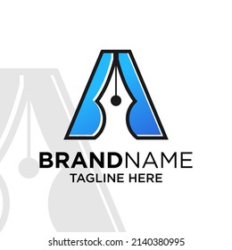 Inspiración de plantilla de diseño de logotipo de pluma A, Ilustración vectorial.