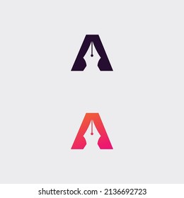 letter pen A logo gradient color. Vector abstract material design style. 