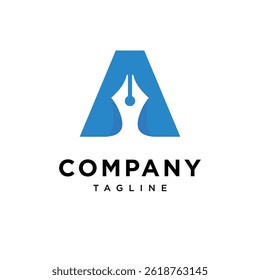 Letter A Pen Writing Logo Icon Vector