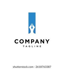 Letter I Pen Writing Logo Icon Vector