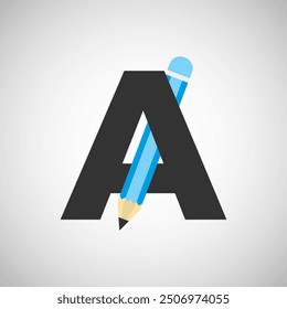 Letter A with pencil logo design template. Logo for education, student or corporate identity.