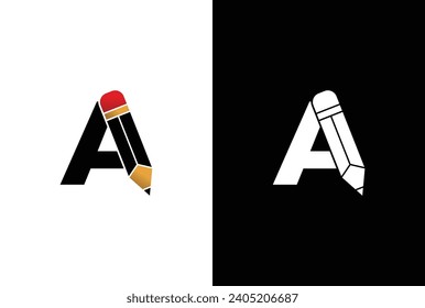 Logo-Design des Stifts. Letter a Pencil Vektorsymbol Graphic Illustration Hintergrundvorlage.