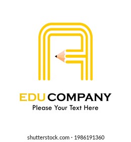 Letter a with pencil logo template illustration. suitable for education