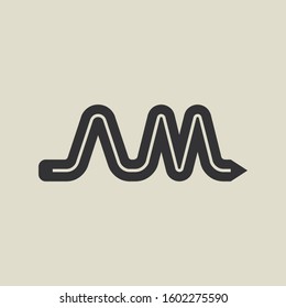 Letter AM pencil shape logo design. Link icon in flat style isolated on grey background. Graphic alphabet symbol for your corporate business identity, website, app, UI. Arts logo design inspiration.