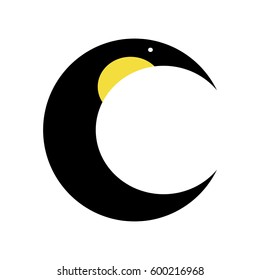 Letter '?' a penguin. Vector illustration on white background