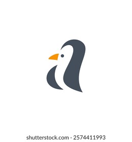 letter a and penguin vector logo