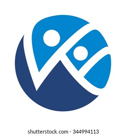 letter with person symbol inside circle. logo vector.