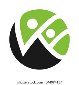 letter with person symbol inside circle. logo vector.