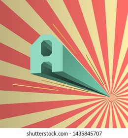Letter A in perspective, retro graphic design, isometric font