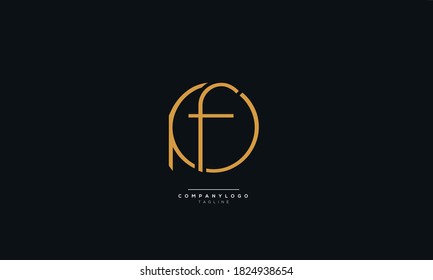 Letter pf or fp Business Logo Design Alphabet Icon Vector Monogram