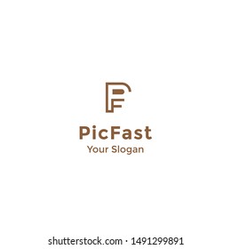 letter pf logo template design