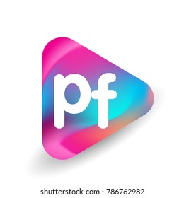 Letter PF logo in triangle shape and colorful background, letter combination logo design for business and company identity.
