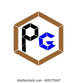 letter PG black and blue color logo vector