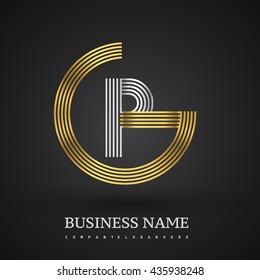 Letter PG or GP linked logo design circle G shape. Elegant gold and silver colored, symbol for your business name or company identity.