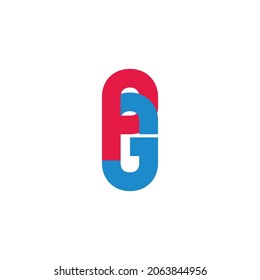 letter pg linked font colorful logo vector