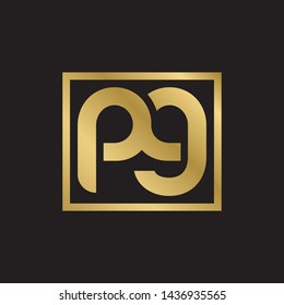 Letter pg linked lowercase logo design template elements. Gold letter Isolated on black  background. Suitable for business, consulting group company.