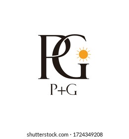 letter pg sun symbol logo vector