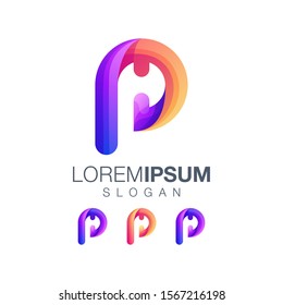 letter PH gradient logo design