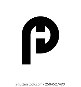 Letra Ph o Hp logotipo de espacio negativo moderno inicial moderno