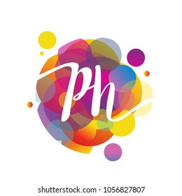 Letter PH logo with colorful splash background, letter combination logo design for creative industry, web, business and company.