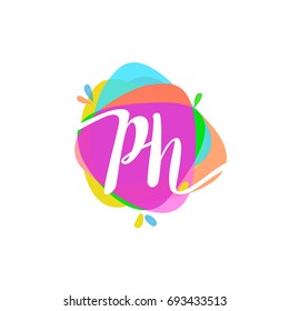 Letter PH logo with colorful splash background.