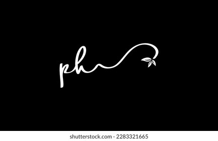letter PH logo design handwriting signature style vector template.