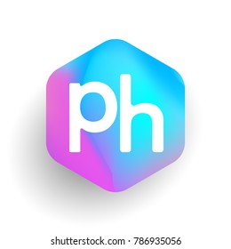 Letter PH logo in hexagon shape and colorful background, letter combination logo design for business and company identity.

