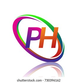 letter PH logotype design for company name colorful swoosh. vector logo for business and company identity.