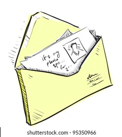Letter and photos in yellow envelope.