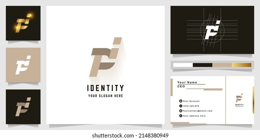 Letter Pi oder Fi Monogram Logo mit Visitenkartendesign