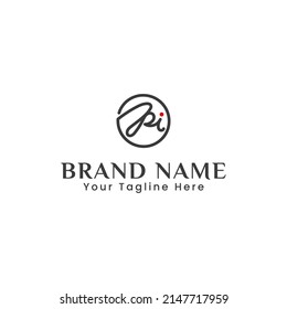 Letter Pi handwriting logo is perfect for initial logos, jewelry, beauty, cosmetics, perfumes, fashion, media, entertainment etc