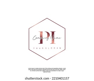 Letra PI logotipo de escritura manual inicial con firma y estilo dibujado a mano.