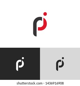 Letter pi linked lowercase logo design template elements. Red letter Isolated on black white grey background. Suitable for business, consulting group company.