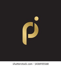 Letter pi linked lowercase logo design template elements. Gold letter Isolated on black  background. Suitable for business, consulting group company.