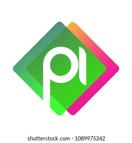 Letter PI logo with colorful geometric shape, letter combination logo design for creative industry, web, business and company.