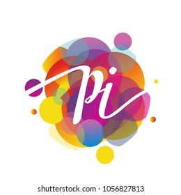 Letter PI logo with colorful splash background, letter combination logo design for creative industry, web, business and company.
