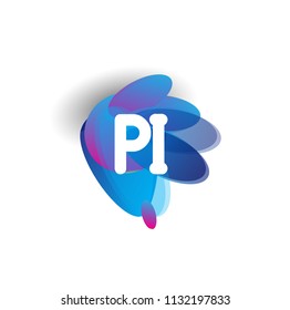 Letter PI logo with colorful splash background, letter combination logo design for creative industry, web, business and company.