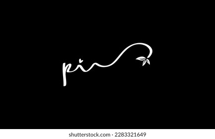 letter PI logo design handwriting signature style vector template.