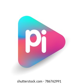 Letter PI logo in triangle shape and colorful background, letter combination logo design for business and company identity.
